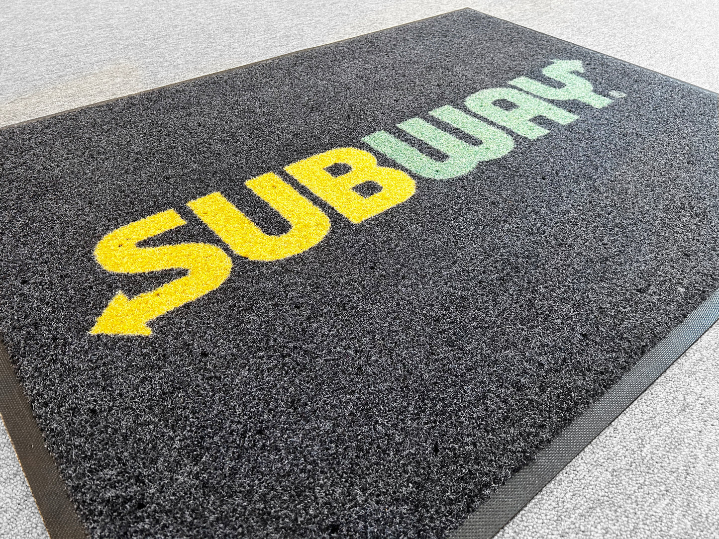 outdoor logo mat with subway logo