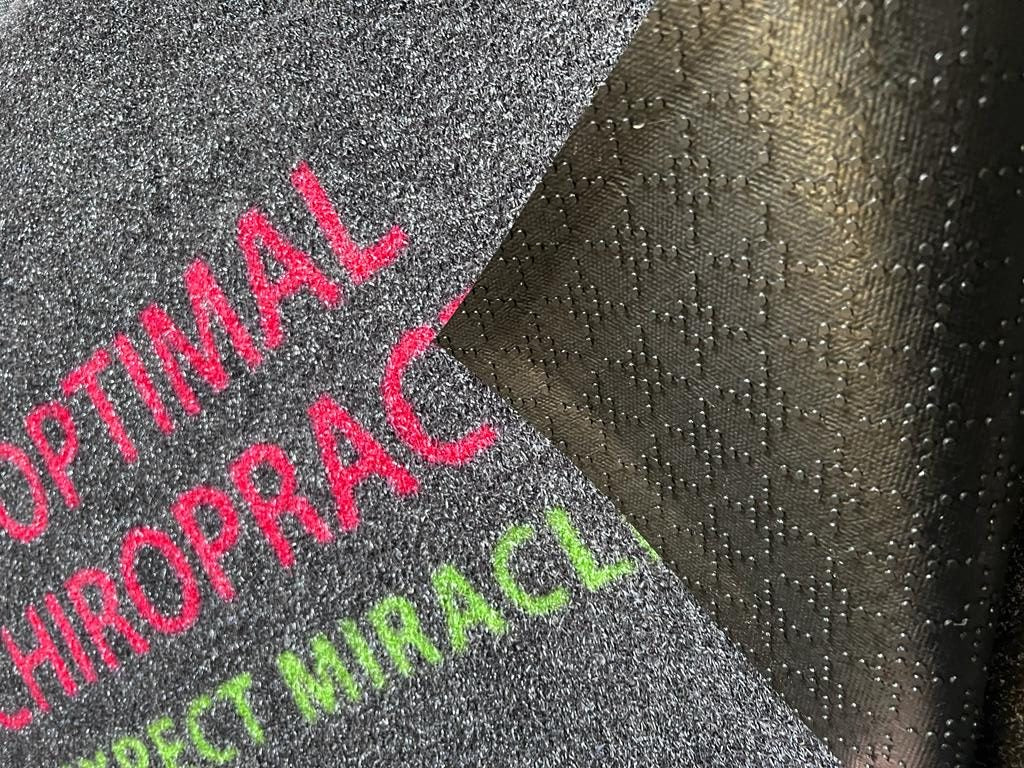 outdoor logo mat with printed company name
