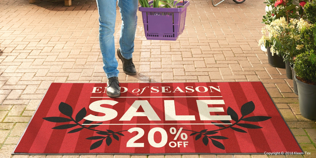 Red color Outdoor rug with branding